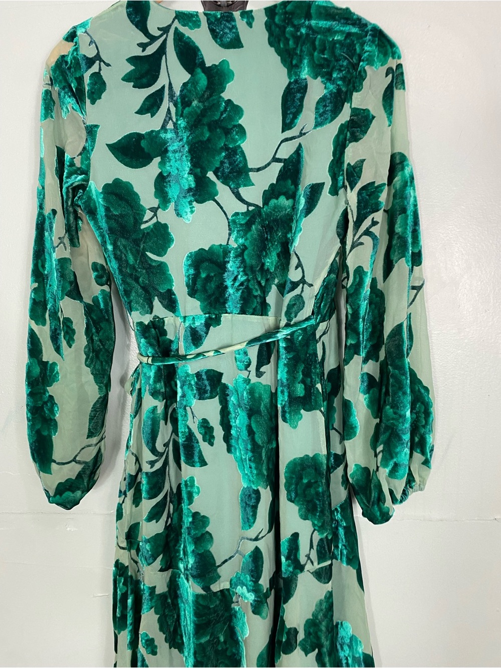Anthropologie Hutch Velvet Wrap Dress Green Maxi Floral Small - Picture 6 of 8